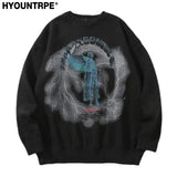 grunge oversized flame jumper built for warmth and edge, essential for winter street style, men’s streetwear clothing piece f