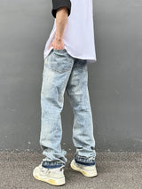 destroy ripped holes high street pants mens casual harajuku zipper straight trousers hip hop fashion streetwear baggy joggers casual joggers