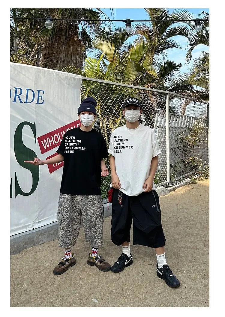 summer japanese outdoor functional style wide leg cropped pants for men and women loose workwear design quick drying shorts y2k unique shorts style 2083