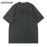 Y2k Aesthetic print tee – Men Punk T Shirt Hip Hop Funny Brain Zombie Print Distressed