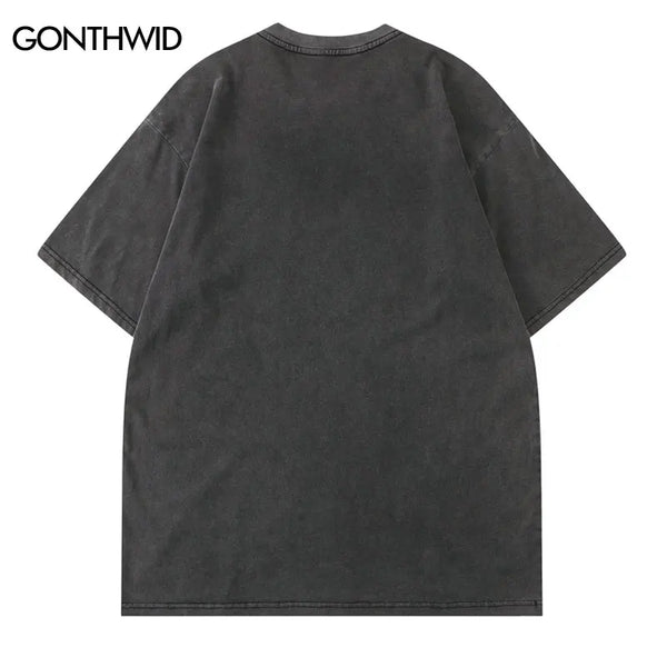 Y2k Aesthetic print tee – Men Punk T Shirt Hip Hop Funny Brain Zombie Print Distressed