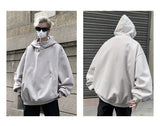 New Retro Button Neck Hooded Sweatshirts For Men Autumn Fleece Y2K Vintage Hoodies Hip Hop Fashion Streetwear Pullover Hoodie