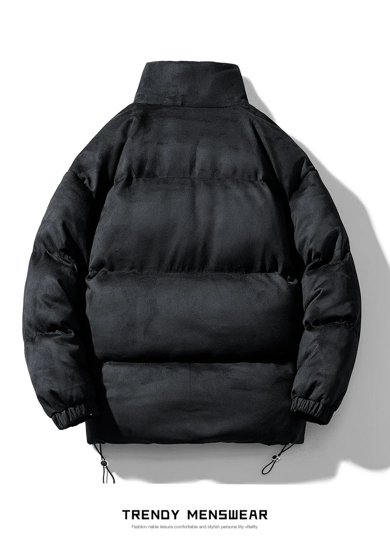 Streetwear Men's Winter Harajuku Fashion Jacket Parkas Bubble Jacket Oversize Warm Solid Coat Faux Suede Puffer Jacket