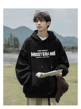 American Retro Casual Hoodies For Men Letter Printed Loose Fit Hooded