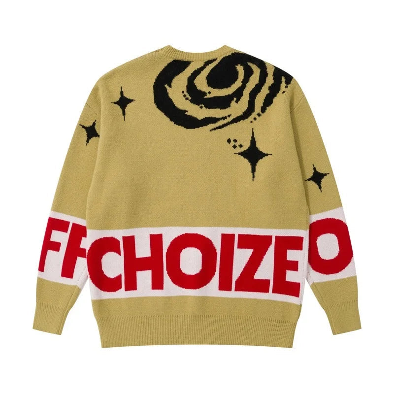 men sweater fashion abstract pattern harajuku streetwear hip hop letter knitted o neck sweater unisex loose knit sweater jumpers - vintage look oversized hoodie, oversized streetwear hoodie, high quality cotton hoodie