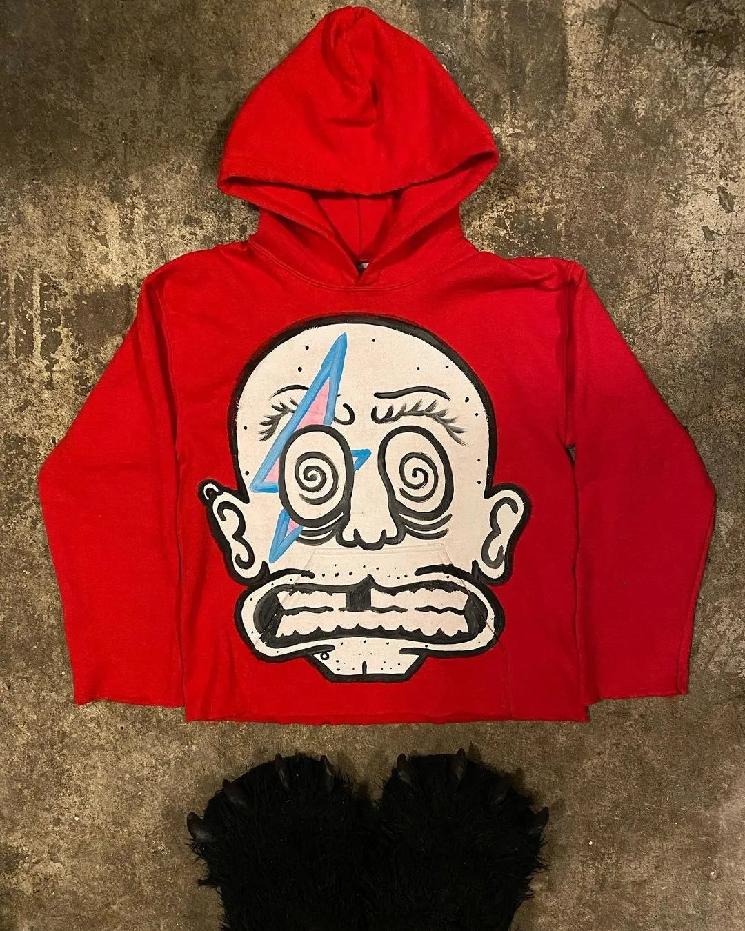 Y2K Womens Clothing Sweatshirt Long Sleeved Pullover Handdrawn Pattern