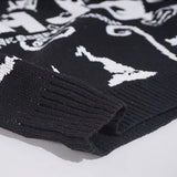 mens turtleneck knitted sweater fashion hip hop harajuku letter sweater retro vintage jumpers casual cotton pullovers sweaters trendy hip hop style outerwear, oversized graphic print design, Y2K vintage urban hoodie