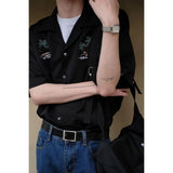 Summer Japanese loose shirt men s coconut tree national trend uban collar ins beach shirt retro trendy brand top shirts for men