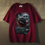 Sadcore Aesthetic piece – Pure Cotton Heavyweight American Skull Rose Summer Ins Short