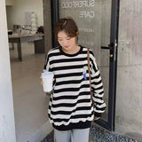 Original Korean New Style Loose Striped Sweatshirt American Harajuku C