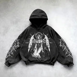 Oversized Sweatshirt Shining Angel Hoodies Women Goth New Couples Goth