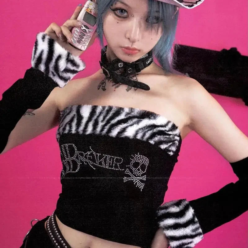 y2k glitchcore tee with manga flames and distorted cartoon layout