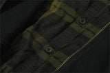 skatercore aesthetic drop featuring undermycar 2024 new high quality shirt plaid cover with layered zipper open up hoodie black