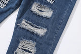 distressed skinny flared micro flare jean for mens mesh big destroyed ripped denim jeans hip hop biker jeans pants male unique jeans style 1327