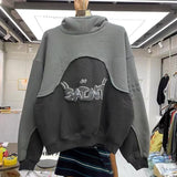 Three Dimensional Foam Splicing Color Hoodie Plus Fleece Hoodie Men An