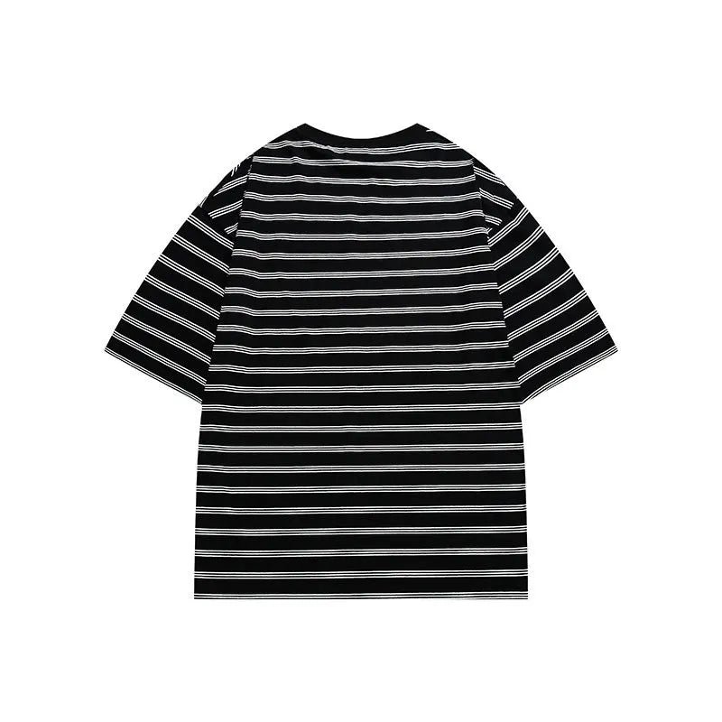 Gothic Vintage print – Summer Striped Short Sleeved New Japanese Casual Cotton Loos