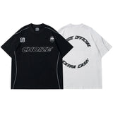 Harajuku Broken heart – Y2K Streetwear Reflective Strip White Black Oversized T Shir
