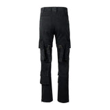high street multi pockets tooling pants men army green cargo pants hip hop mopping trousers with band unique cargo style 200