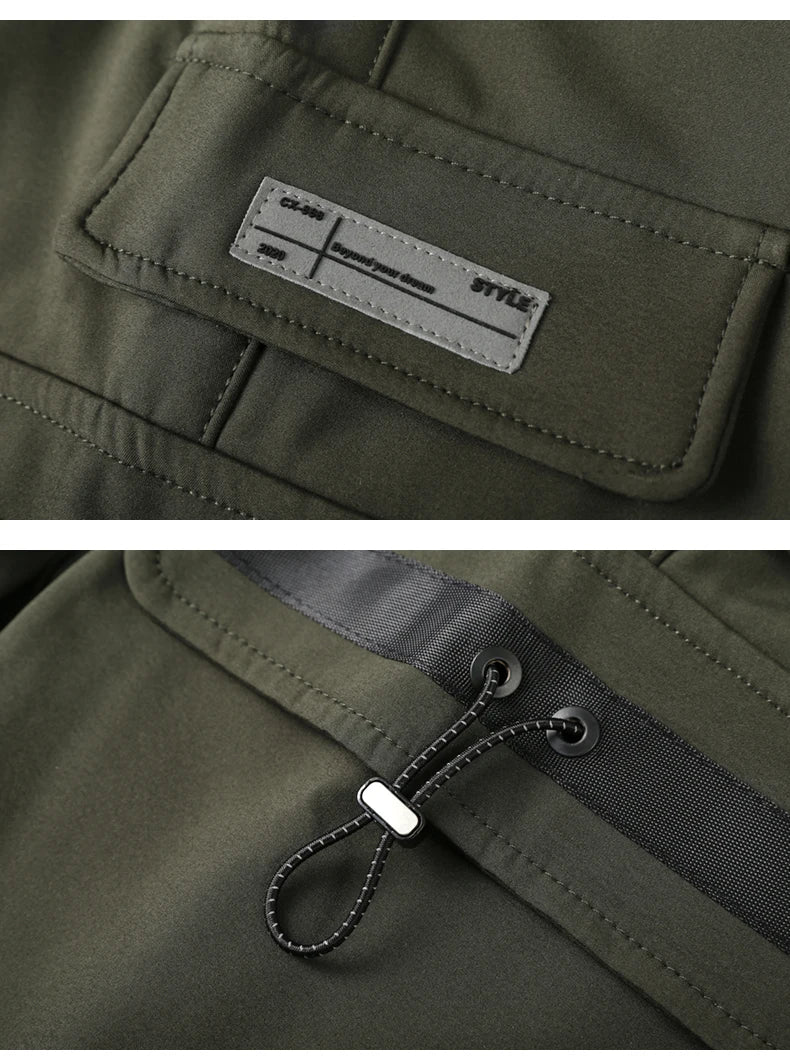 mens cargo pants elastic waist trousers with pockets streetwear hip hop loose fit ankle drawstring military sweatpants joggers unique joggers style 2537