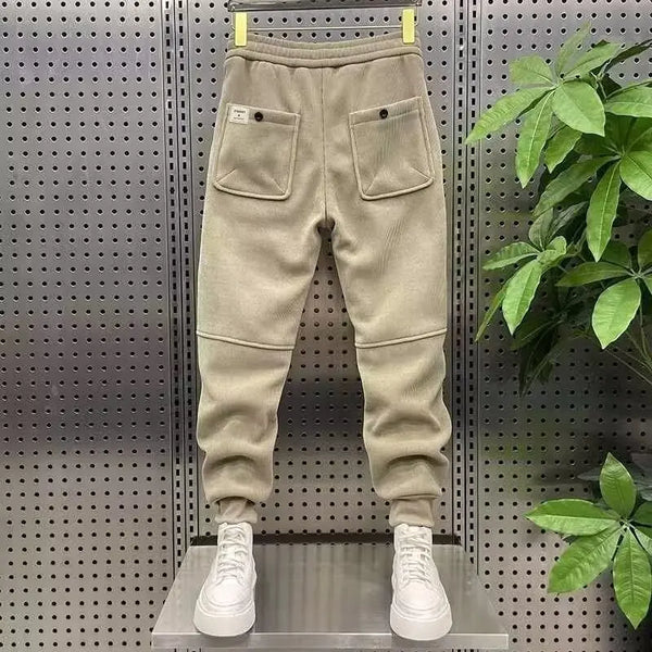 elastic waist casual pants mens fashion fleece thick baggy tapered cuffs joggers trousers baggy sweatpants gym jogger trousers sporty tapered joggers