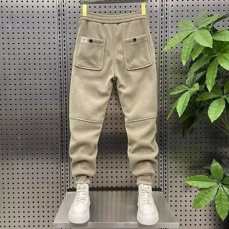 elastic waist casual pants mens fashion fleece thick baggy tapered cuffs joggers trousers baggy sweatpants gym jogger trousers sporty tapered joggers