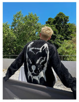 oversized flame knit top, unisex streetwear inspired by 2025 fashion trends, mens fashion layer for modern streetwear collect