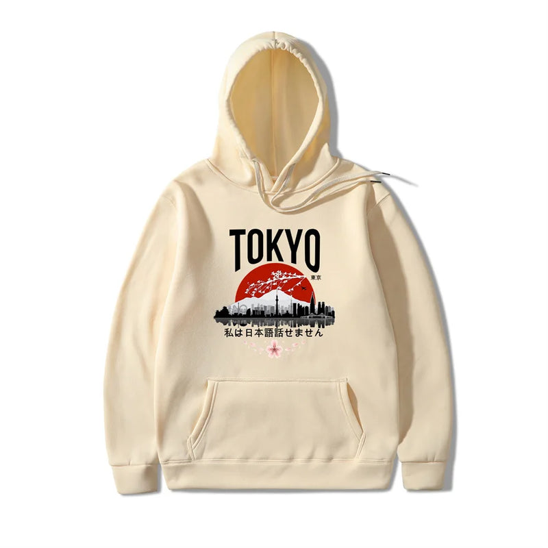 Japanese Tokyo Sakura Print Mens Hoodie Fashion Winter Autumn Mens Wom