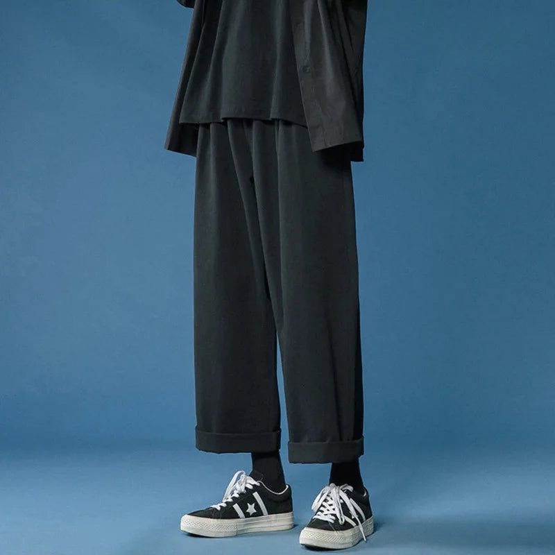 cotton casual pants men fashion oversized wide leg pants men streetwear hip hop loose straight pants mens vintage trousers m 3xl menswear bottoms