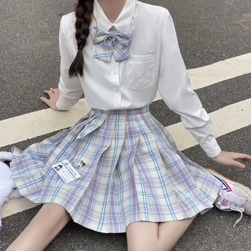 Japanese Korean Student Short Sleeve Sexy Jk Uniform Set High School Clothes Pleated Skirt Girl Seifuku Dress Cosplay Schoolgirl