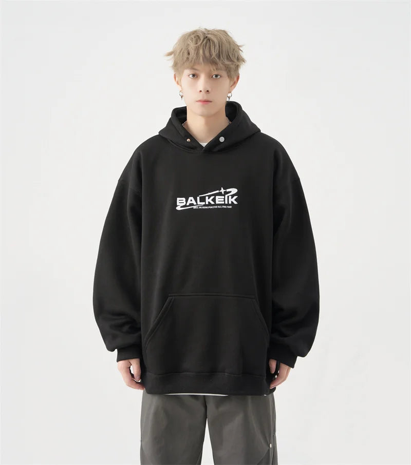 Half Zip Knit Streetwear Sweater – Winter Letter Embroidered Baggy Hoodies For Men Y2K Vintage Streetwear Hooded Sweatshirt Hip Hop Fashion Fleece Pullover Hoody | Zip Knit Drop #201
