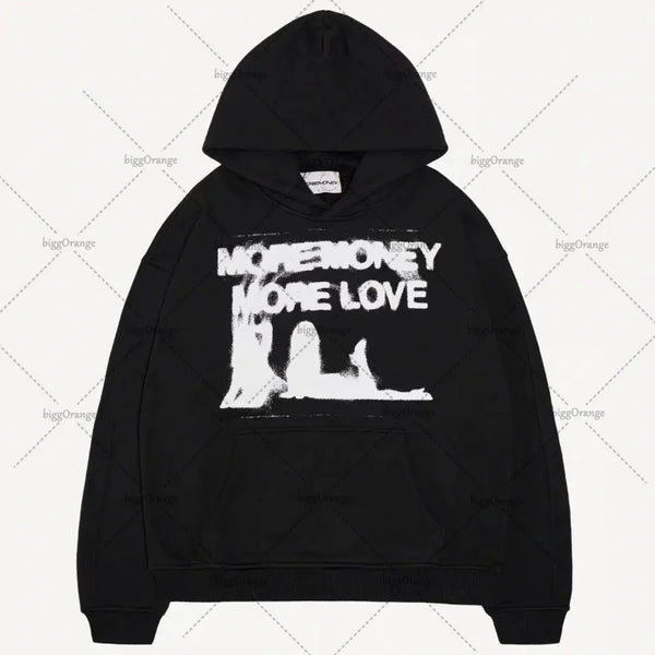 American Fashion Oversized Anime Print Hoodie Mens Y2K Streetwear Hip