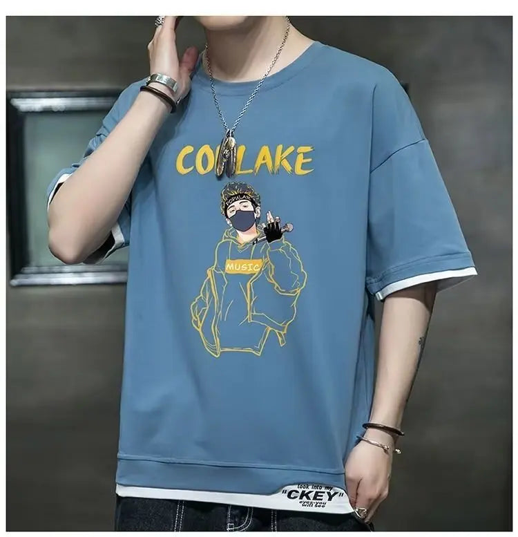 Glitchcore Chrome logo – Hot Summer Mens T Shirt Korean Version Of Harajuku High Stre