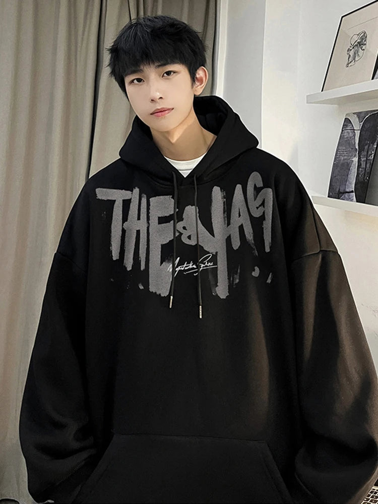 High Street Letter Print Oversized Hoodie Mens New Hip Hop Fashion