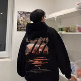 New Hip Hop Graphic Pullover Hoodies For Men Cotton Fleece Vintage Hoo