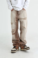 fashion denim jeans mens destoryed holes zipper straight jeans hip hop streetwear spring summer casual joggers jeans men pants unique joggers style 4152