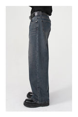 men baggy jeans korean fashion loose straight denim pants male blue casual jeans trousers unique jeans style 4393