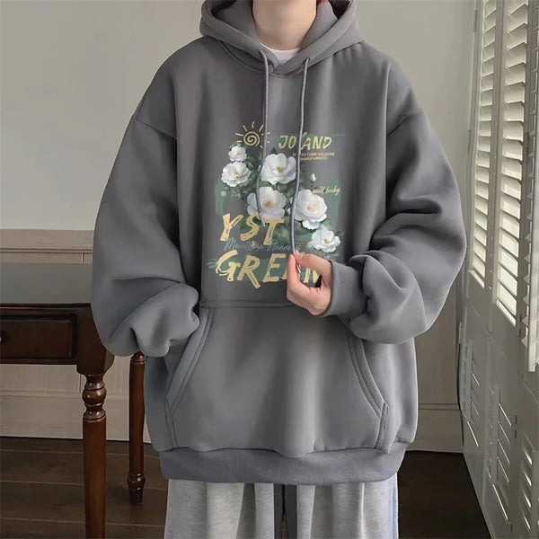 New Floral Oil Painting Art Print Pullover Hoodies Men And Women Casua