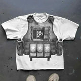 Harajuku Streetwear Y2K New T shirt Men Hip Hop Bulletproof Vest Graphic Print Oversized Cotton Short Sleeved Casual Tops Tees