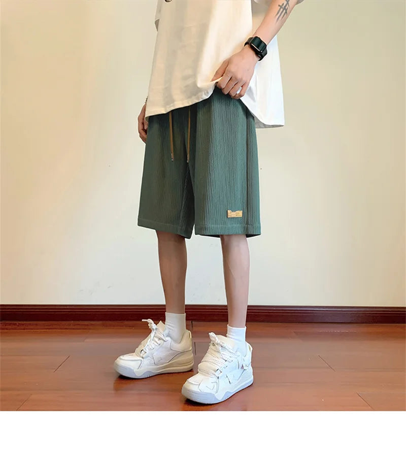 summer running baggy y2k shorts for men casual gym sport short pants threaded solid drawstring basketball bermuda masculina unique shorts style 3538