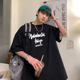Korean style new Hong Kong style trendy letter printed short-sleeved trend loose and versatile casual couple half-sleeved top