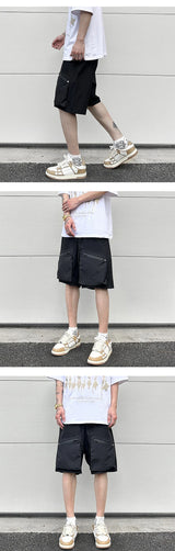 Ins Summer Outdoor Functional Casual Cargo Shorts Oversized Retro Casual Zipper Pockets Men and Women's Knee-length Sweatpants