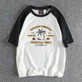 Y2k Melting smiley – Summer Mens Short Sleeved Casual Beach Wind Coconut Tree Pri