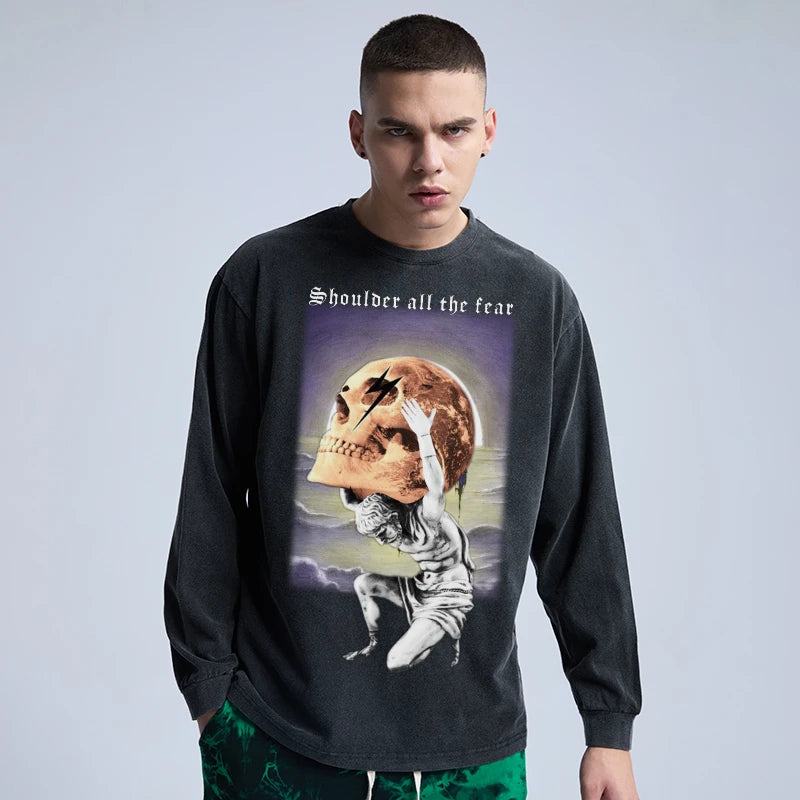 Trapwear Shirt – Rainbowtouches Washed T Shirt Men Oversized High Street Clot – Modern Streetwear for Everyone