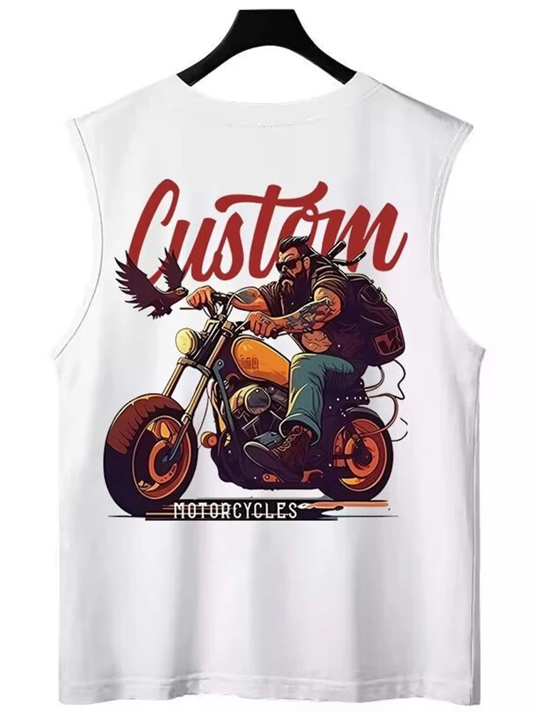 Glitchcore Aesthetic drop – Summer Japanese Anime Motorcycle Mens Printed Sleeveless T S
