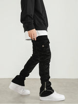 mens corduroy cargo pants new casual hip hop side pockets skinny trousers streetwear bottom zipper fashion slim fit pant joggers streetwear sweatpants