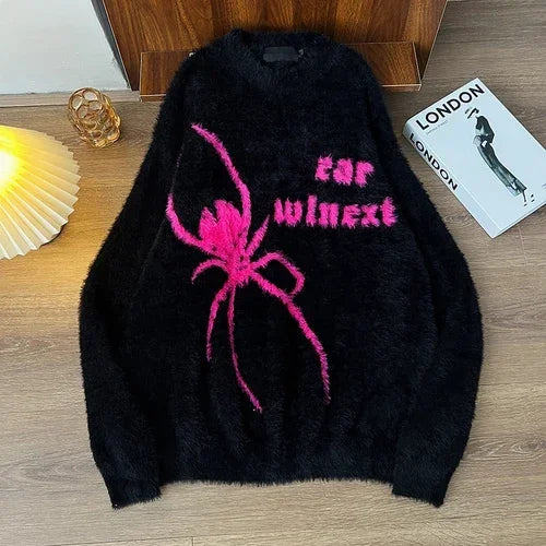 techwear street knit hoodie with oversized flame detail for urban fall winter outfits, street fashion menswear trend for seas