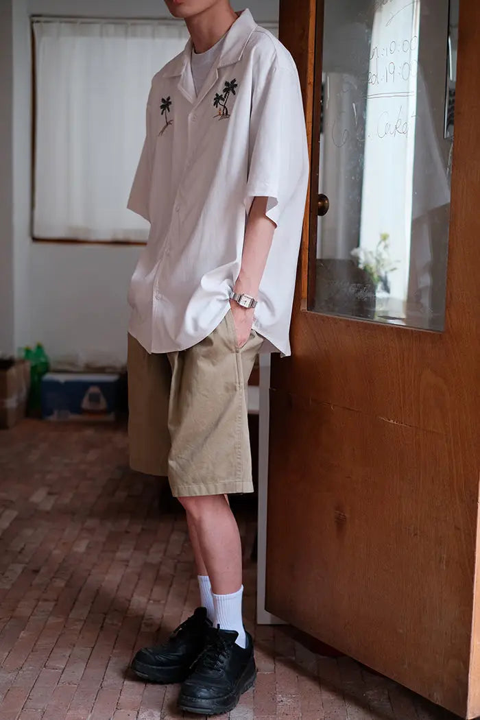 Summer Japanese loose shirt men s coconut tree national trend uban collar ins beach shirt retro trendy brand top shirts for men