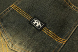 color match pocket washed baggy jeans shorts for men and women wide leg streetwear casual over knee length denim pants unique jeans style 4713