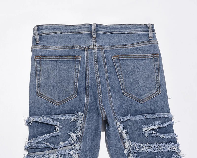retro hole ripped distressed jeans for men straight washed harajuku hip hop loose denim trousers vibe style casual jean pants unique jeans style 854