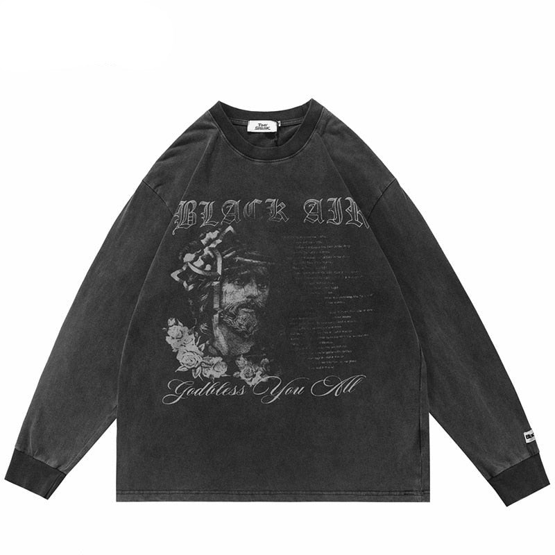 "Retro Rose" Unisex Men Women Streetwear Graphic Sweatshirt Daulet Apparel